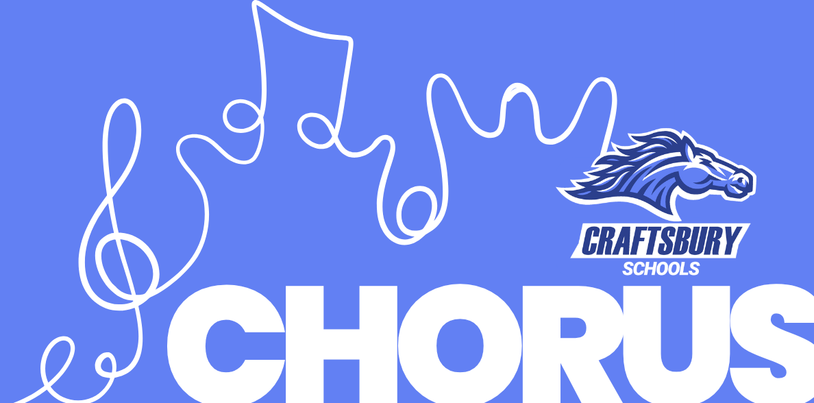Chorus graphic with line drawing of musical notes and treble clef